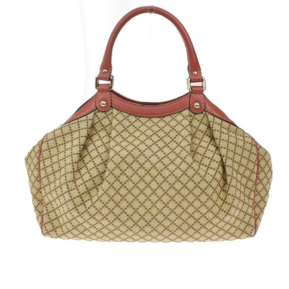 GUCCI Diamante Sukey Shoulder Bag Charm Canvas Leather Brown Pink 84KB255 - Picture 4 of 16